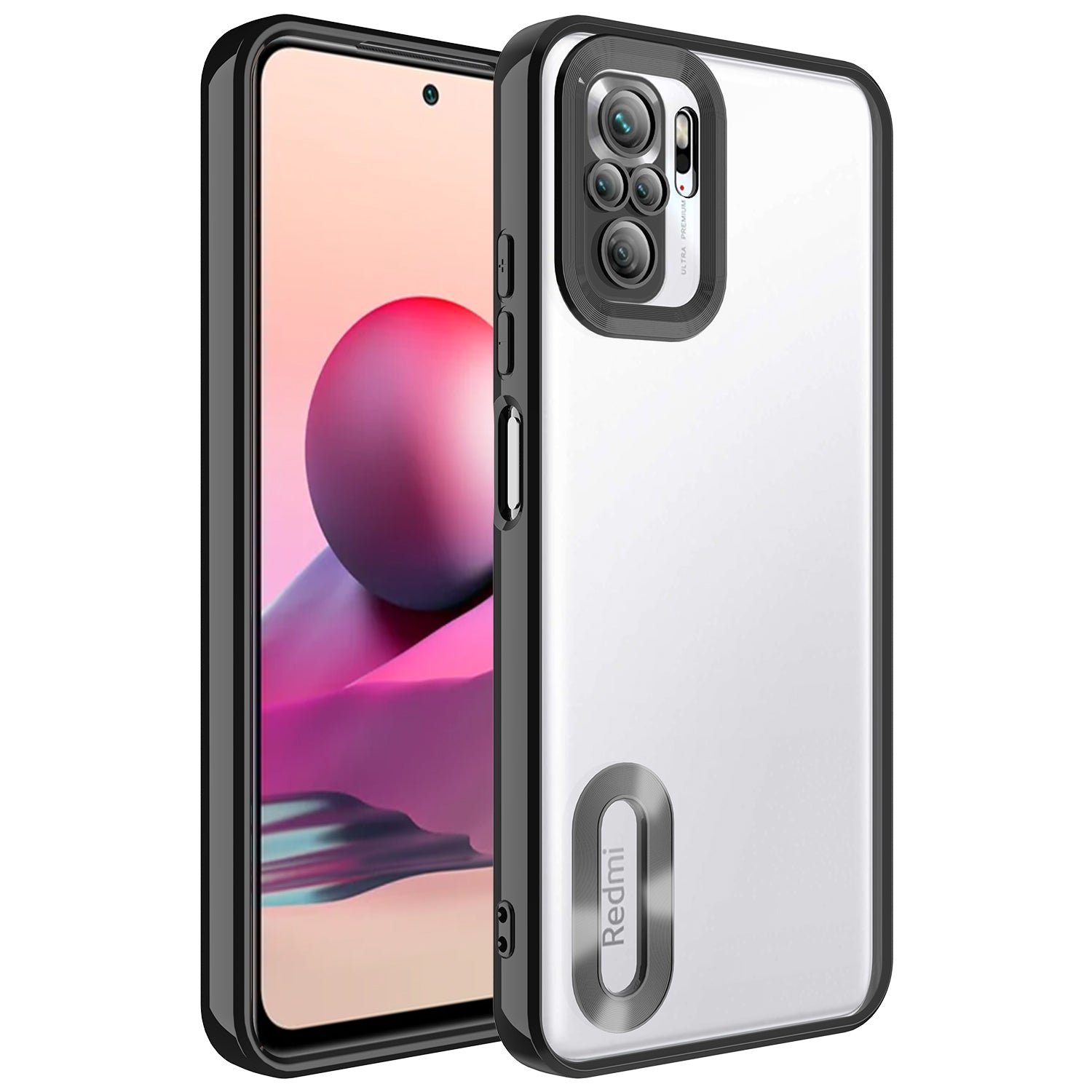 Xiaomi Redmi Note 10 Kılıf Kamera Korumalı Logo Gösteren Zore Omega Kapak Siyah