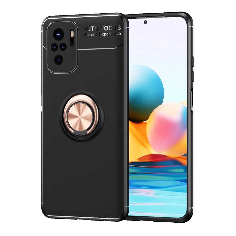 Xiaomi Redmi Note 10 Kılıf Zore Ravel Silikon Kapak Siyah-Rose Gold