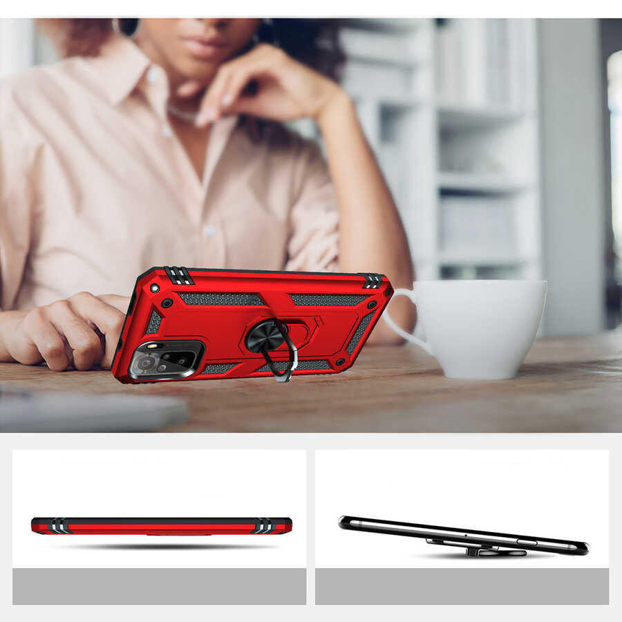 Xiaomi Redmi Note 10 Kılıf Zore Vega Kapak Kırmızı