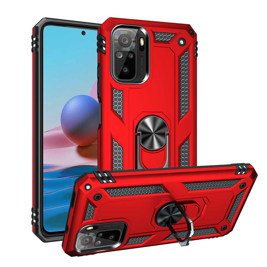 Xiaomi Redmi Note 10 Kılıf Zore Vega Kapak Kırmızı