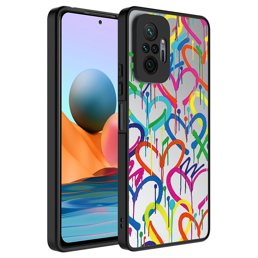 Xiaomi Redmi Note 10 Pro Kılıf Aynalı Desenli Kamera Korumalı Parlak Zore Mirror Kapak Kalp