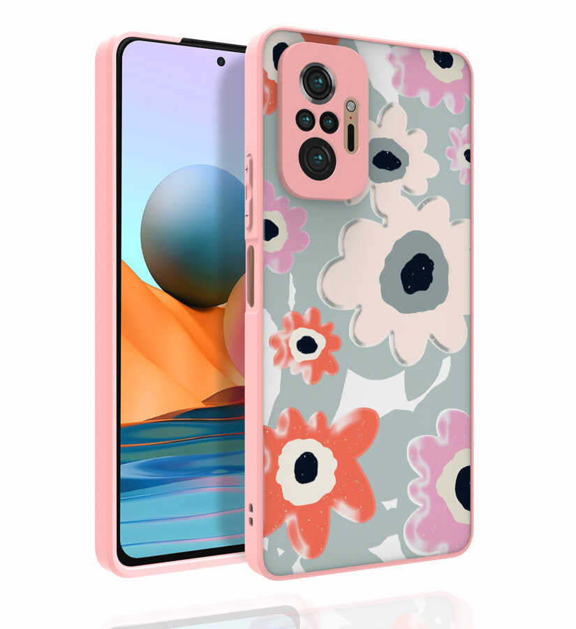 Xiaomi Redmi Note 10 Pro Kılıf Desenli Kamera Korumalı Parlak Zore Nora Kapak NO5