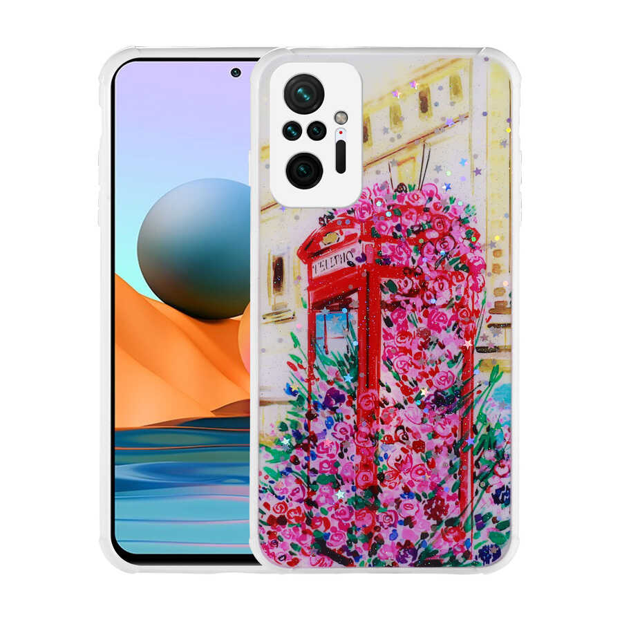 Xiaomi Redmi Note 10 Pro Kılıf Simli Desenli Kamera Korumalı Parlak Zore Popy Kapak Kulübe