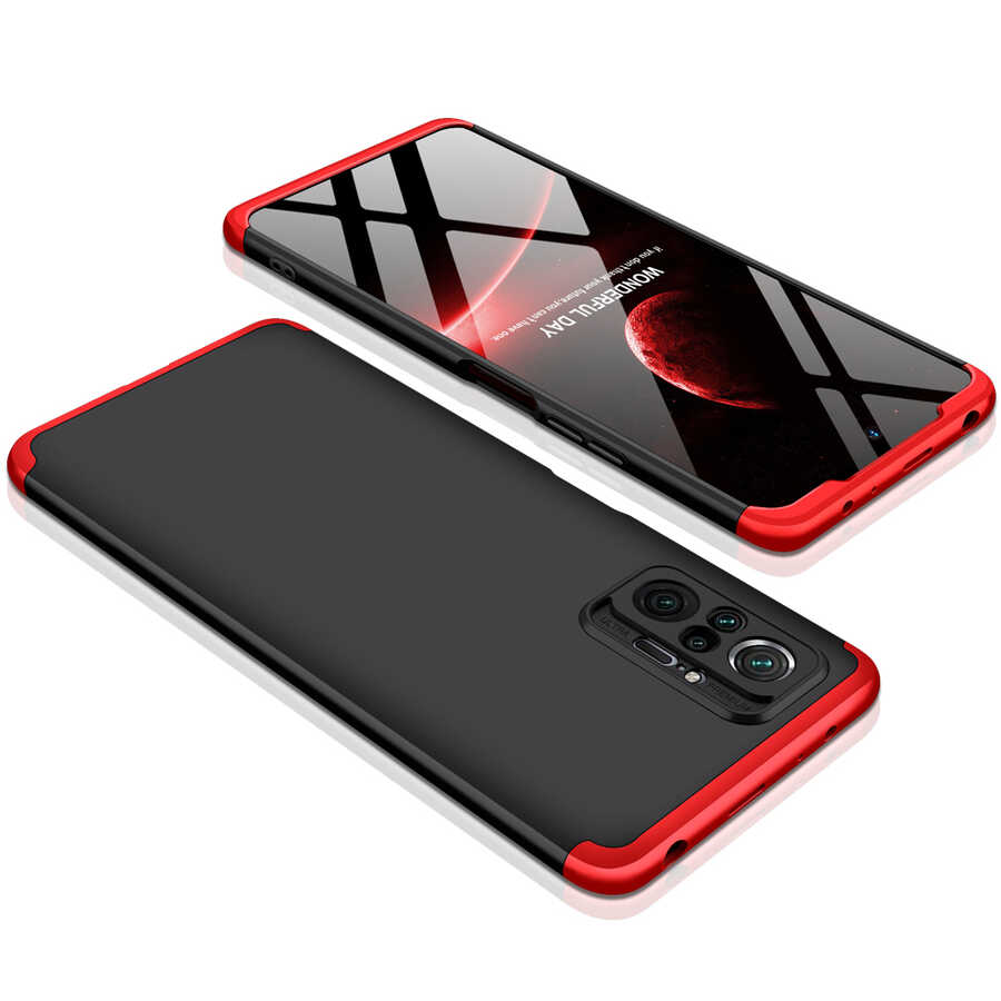 Xiaomi Redmi Note 10 Pro Kılıf Zore Ays Kapak Siyah-Kırmızı
