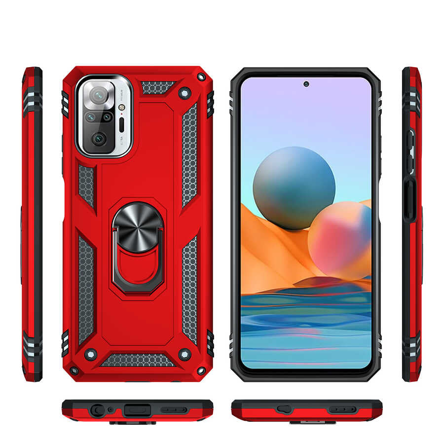 Xiaomi Redmi Note 10 Pro Kılıf Zore Vega Kapak Kırmızı