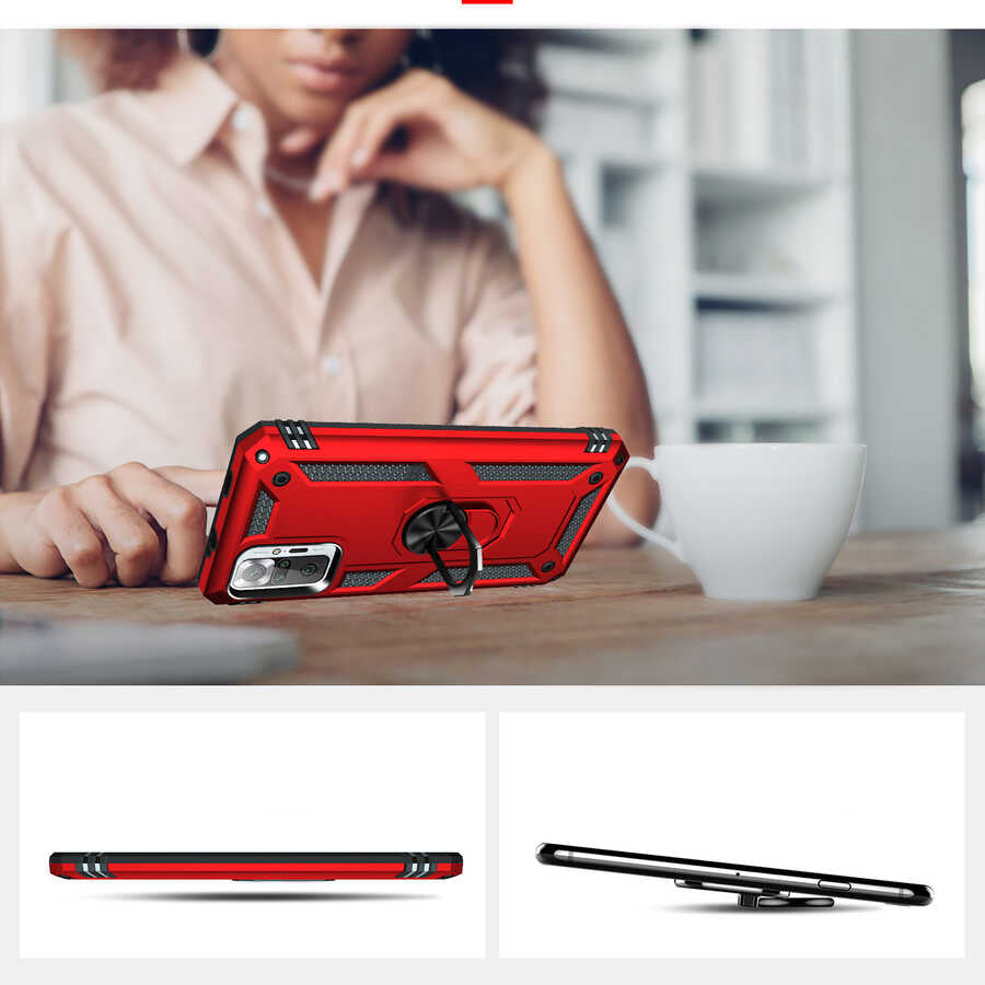 Xiaomi Redmi Note 10 Pro Kılıf Zore Vega Kapak Kırmızı