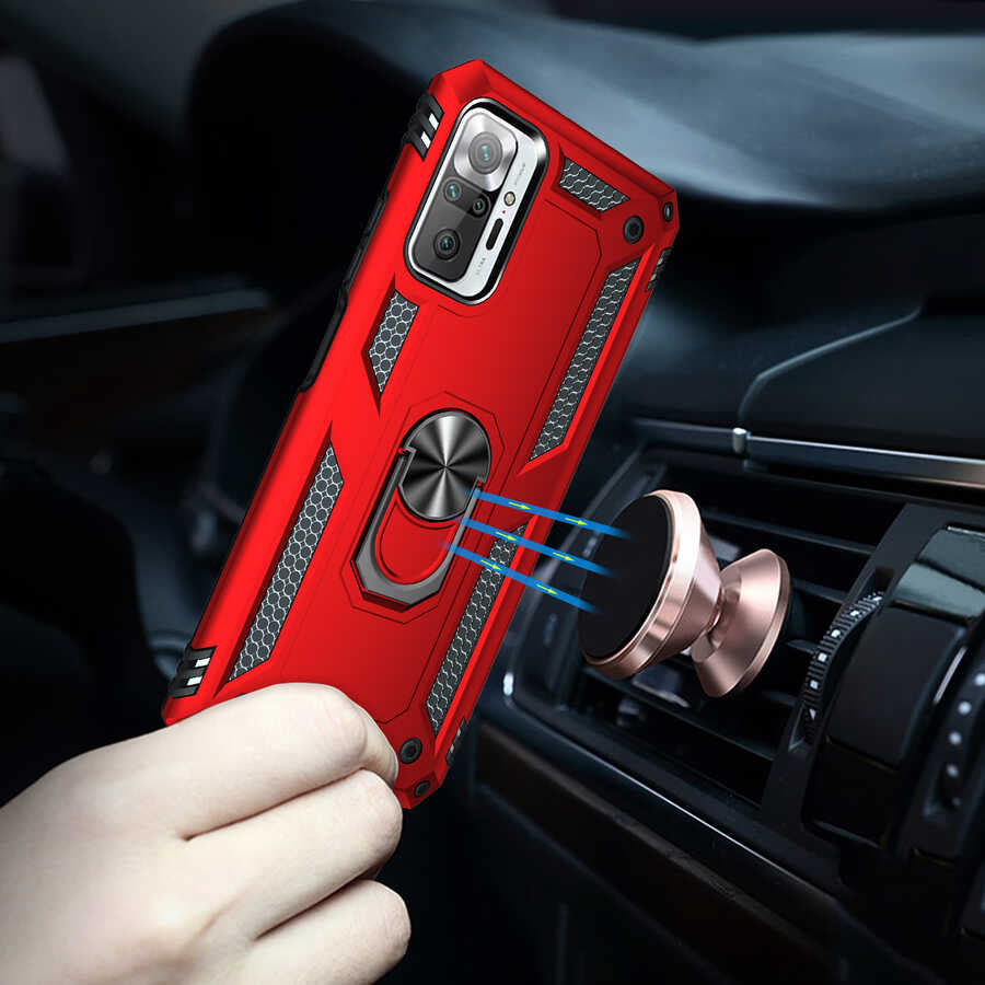 Xiaomi Redmi Note 10 Pro Kılıf Zore Vega Kapak Kırmızı