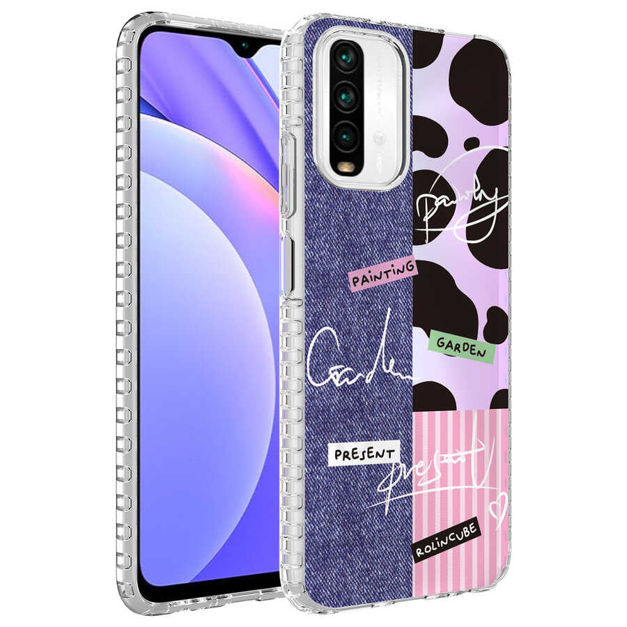 Xiaomi Redmi Note 10S Kılıf Airbag Kenarlı Renkli Desenli Silikon Zore Elegans Kapak NO8