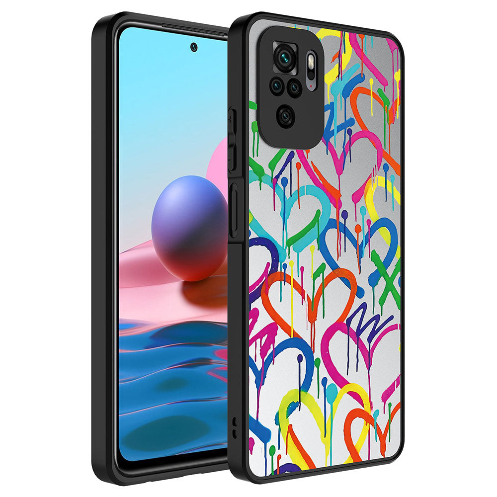 Xiaomi Redmi Note 10S Kılıf Aynalı Desenli Kamera Korumalı Parlak Zore Mirror Kapak Kalp