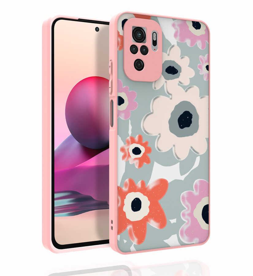 Xiaomi Redmi Note 10S Kılıf Desenli Kamera Korumalı Parlak Zore Nora Kapak NO5