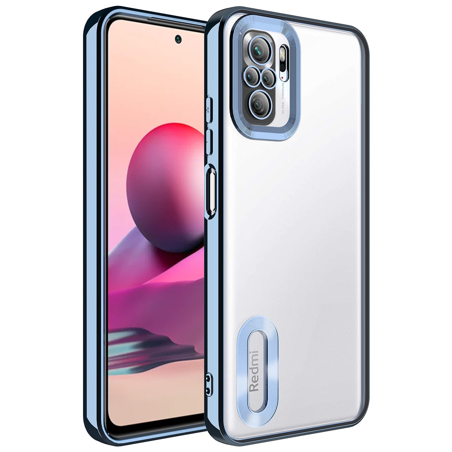 Xiaomi Redmi Note 10S Kılıf Kamera Korumalı Logo Gösteren Zore Omega Kapak Sierra Mavi
