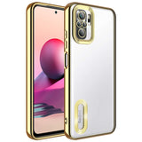 Xiaomi Redmi Note 10S Kılıf Kamera Korumalı Logo Gösteren Zore Omega Kapak Gold