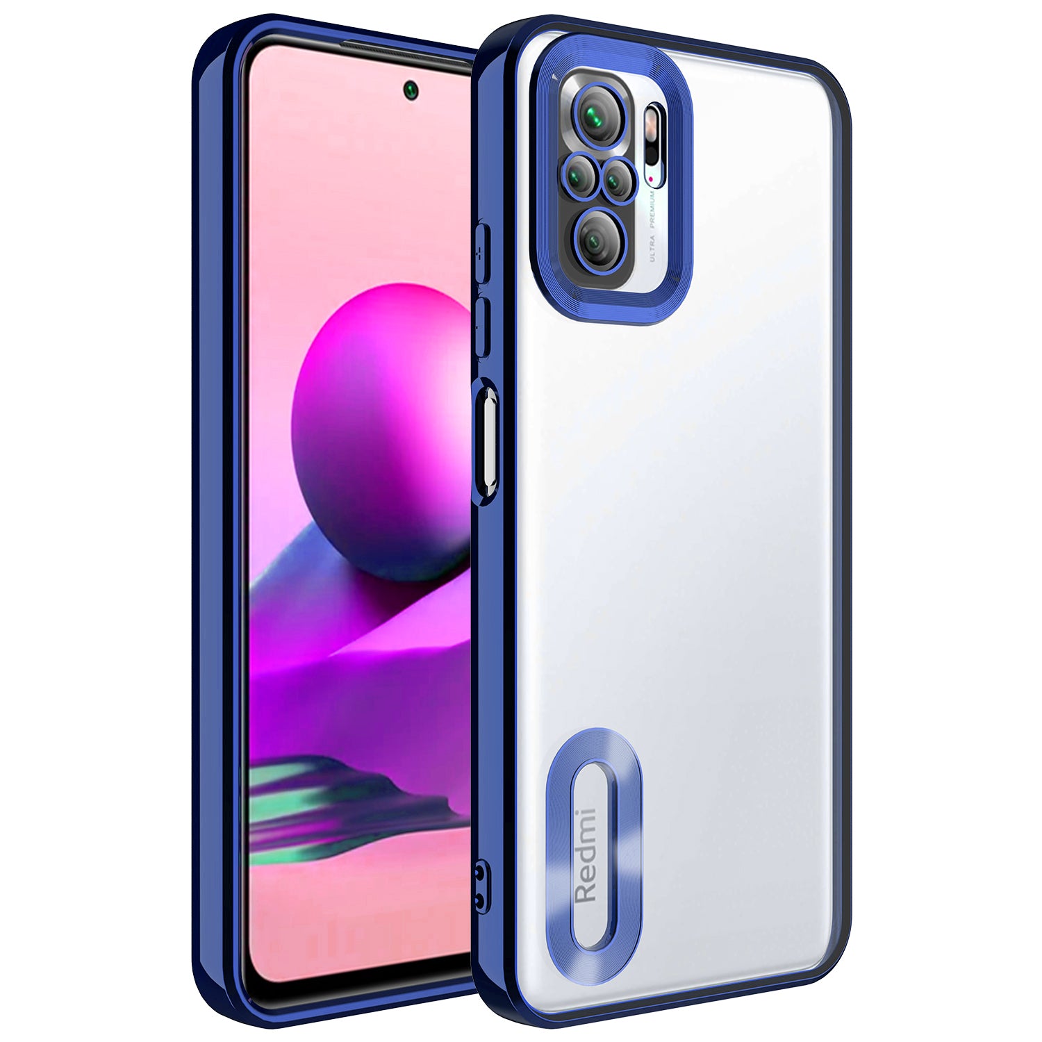 Xiaomi Redmi Note 10S Kılıf Kamera Korumalı Logo Gösteren Zore Omega Kapak Lacivert