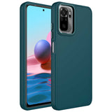 Xiaomi Redmi Note 10S Kılıf Metal Çerçeve ve Buton Tasarımlı Silikon Zore Luna Kapak Koyu Yeşil