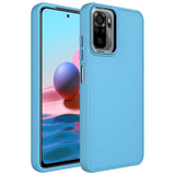 Xiaomi Redmi Note 10S Kılıf Metal Çerçeve ve Buton Tasarımlı Silikon Zore Luna Kapak Sierra Mavi