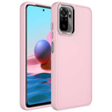 Xiaomi Redmi Note 10S Kılıf Metal Çerçeve ve Buton Tasarımlı Silikon Zore Luna Kapak Pembe