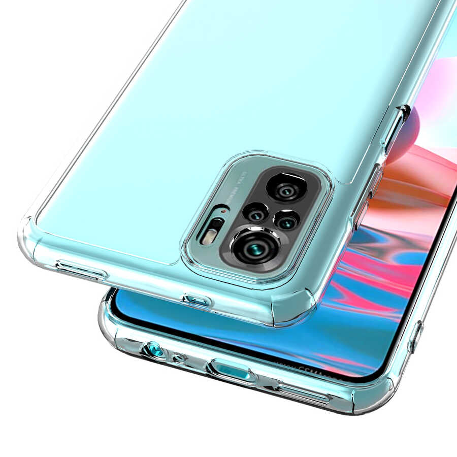 Xiaomi Redmi Note 10S Kılıf Zore Kamera Korumalı Süper Silikon Kapak Renksiz