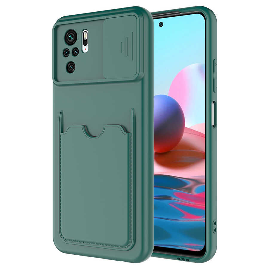 Xiaomi Redmi Note 10S Kılıf Zore Kartix Kapak Koyu Yeşil