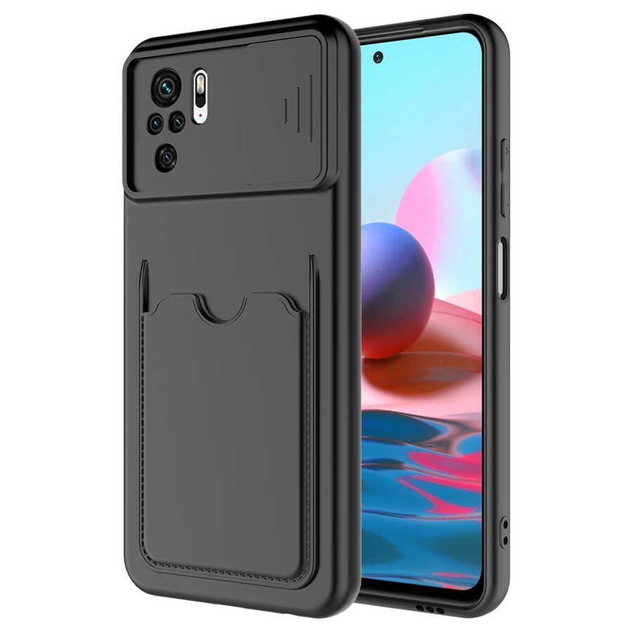 Xiaomi Redmi Note 10S Kılıf Zore Kartix Kapak Siyah