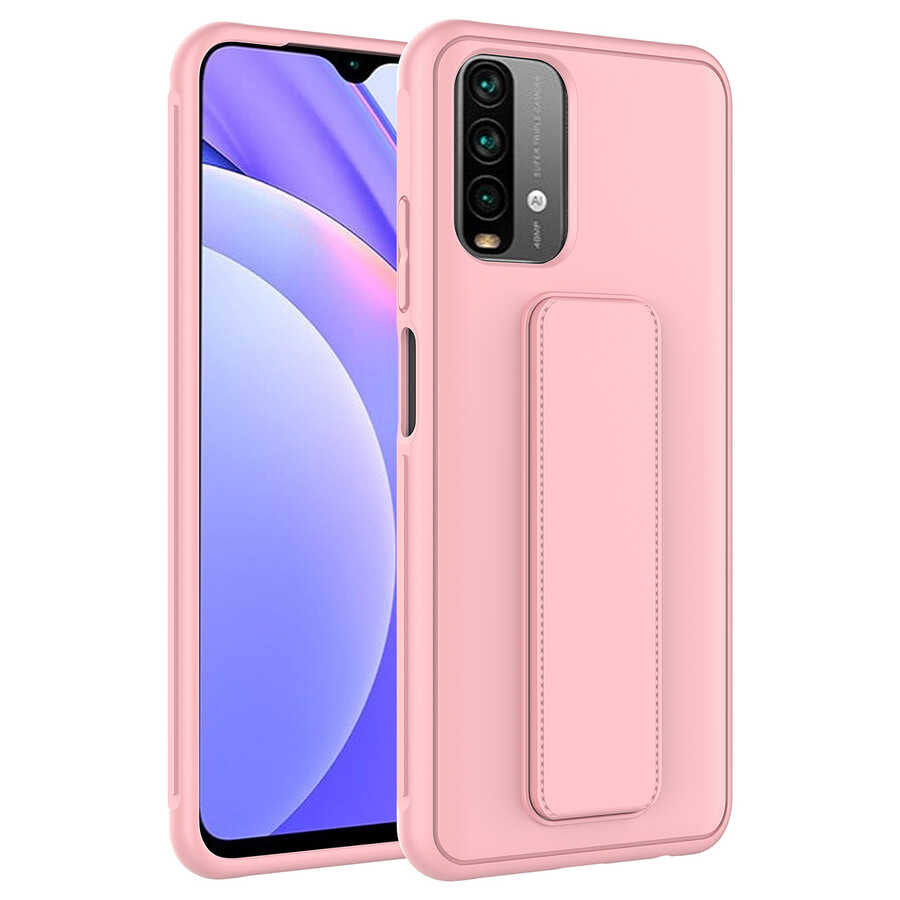Xiaomi Redmi Note 10S Kılıf Zore Qstand Kapak Pembe