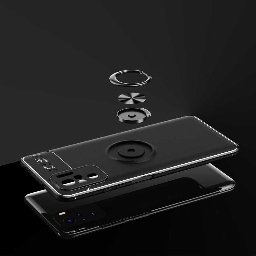 Xiaomi Redmi Note 10S Kılıf Zore Ravel Silikon Kapak Siyah-Rose Gold