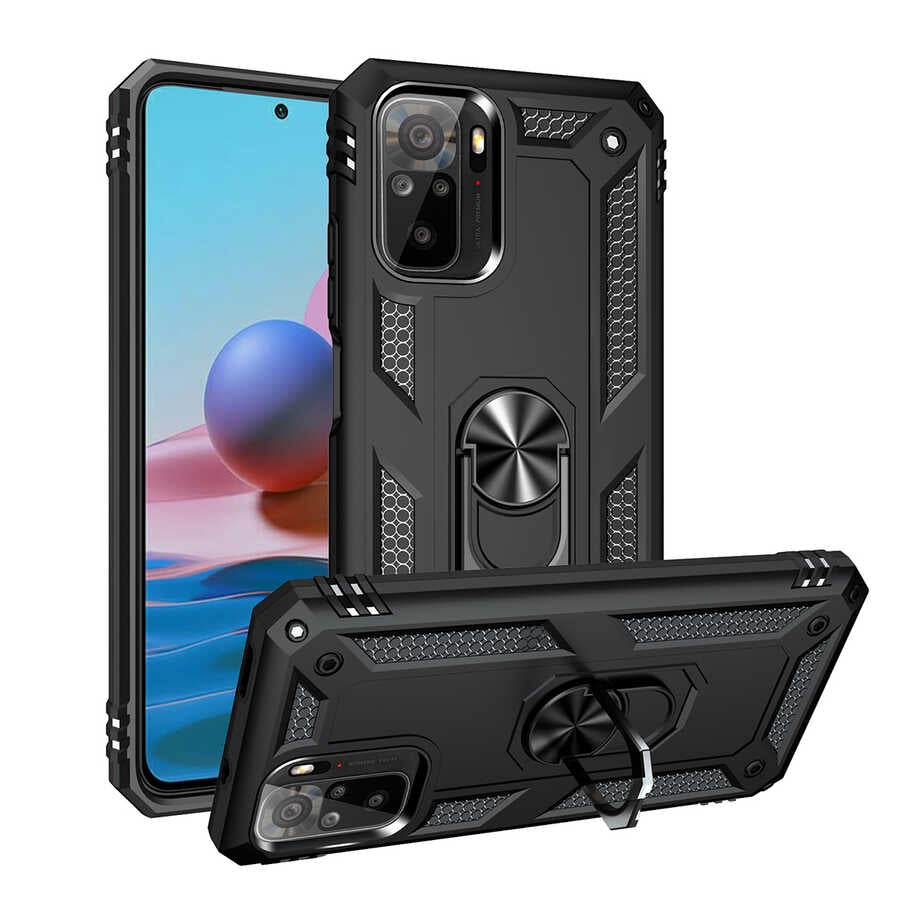 Xiaomi Redmi Note 10S Kılıf Zore Vega Kapak Siyah