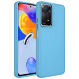 Xiaomi Redmi Note 11 Global Kılıf Metal Çerçeve ve Buton Tasarımlı Silikon Zore Luna Kapak Sierra Mavi