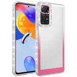 Xiaomi Redmi Note 11 Global Kılıf Simli ve Renk Geçiş Tasarımlı Lens Korumalı Zore Park Kapak Beyaz-Pembe