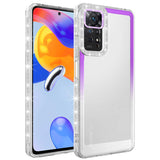 Xiaomi Redmi Note 11 Global Kılıf Simli ve Renk Geçiş Tasarımlı Lens Korumalı Zore Park Kapak Mor-Beyaz