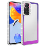Xiaomi Redmi Note 11 Global Kılıf Simli ve Renk Geçiş Tasarımlı Lens Korumalı Zore Park Kapak Mor-Pembe