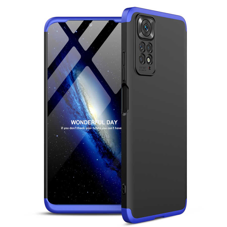 Xiaomi Redmi Note 11 Global Kılıf Zore Ays Kapak Siyah-Mavi
