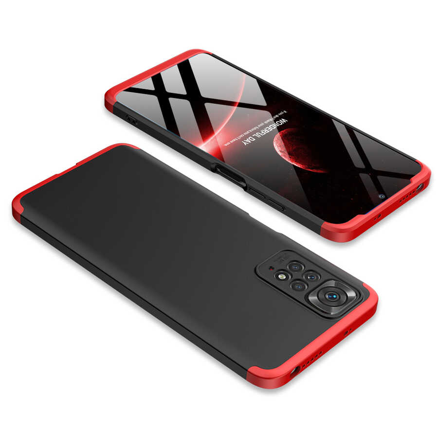Xiaomi Redmi Note 11 Global Kılıf Zore Ays Kapak Siyah-Kırmızı