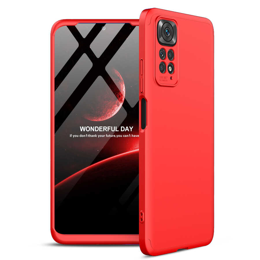 Xiaomi Redmi Note 11 Global Kılıf Zore Ays Kapak Kırmızı