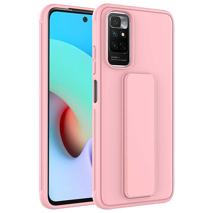Xiaomi Redmi Note 11 Global Kılıf Zore Qstand Kapak Pembe