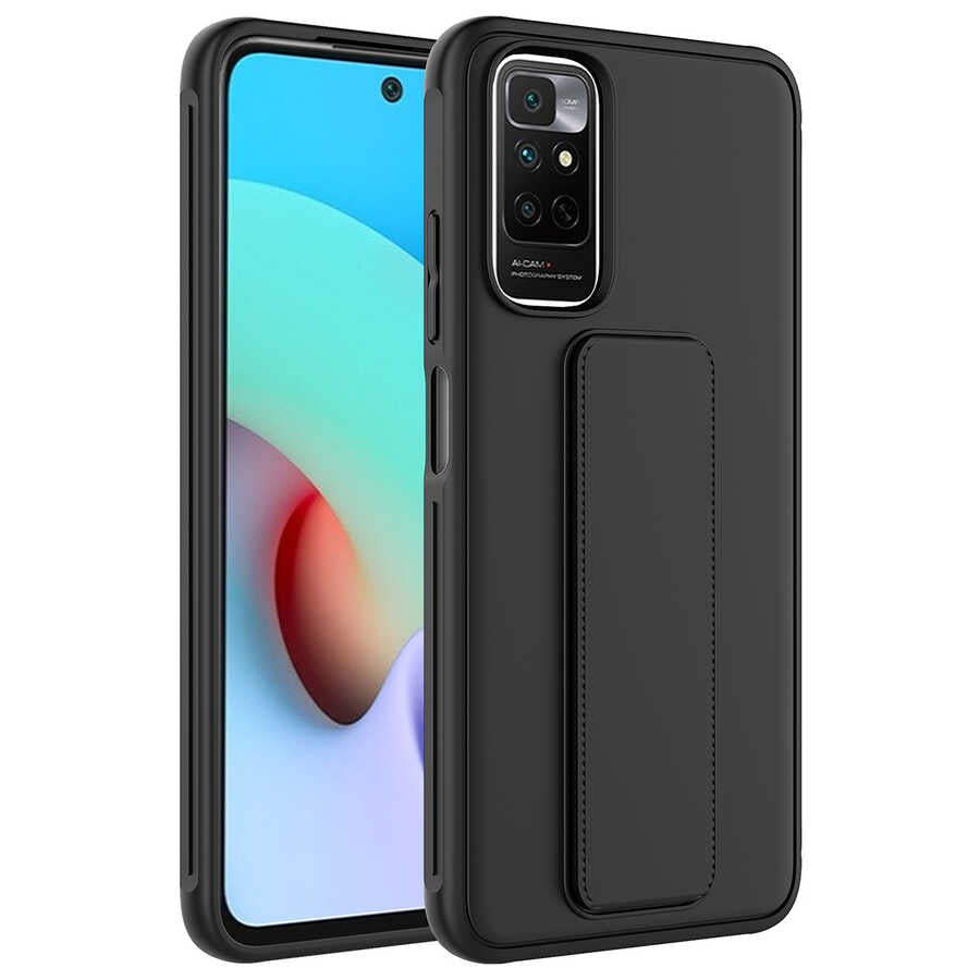 Xiaomi Redmi Note 11 Global Kılıf Zore Qstand Kapak Siyah