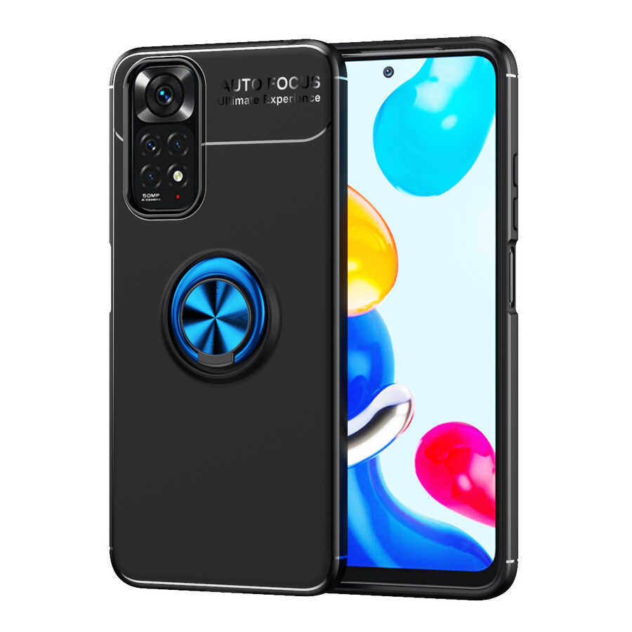 Xiaomi Redmi Note 11 Global Kılıf Zore Ravel Silikon Kapak Siyah-Mavi