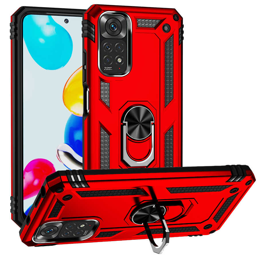 Xiaomi Redmi Note 11 Global Kılıf Zore Vega Kapak Kırmızı