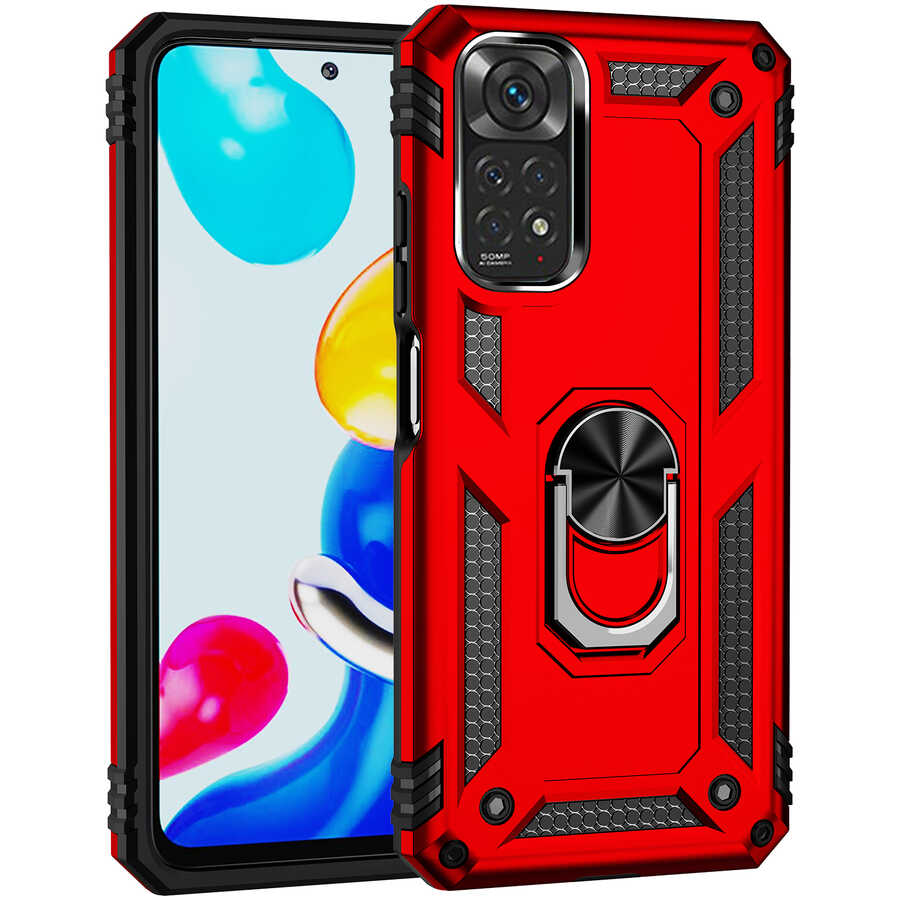 Xiaomi Redmi Note 11 Global Kılıf Zore Vega Kapak Kırmızı