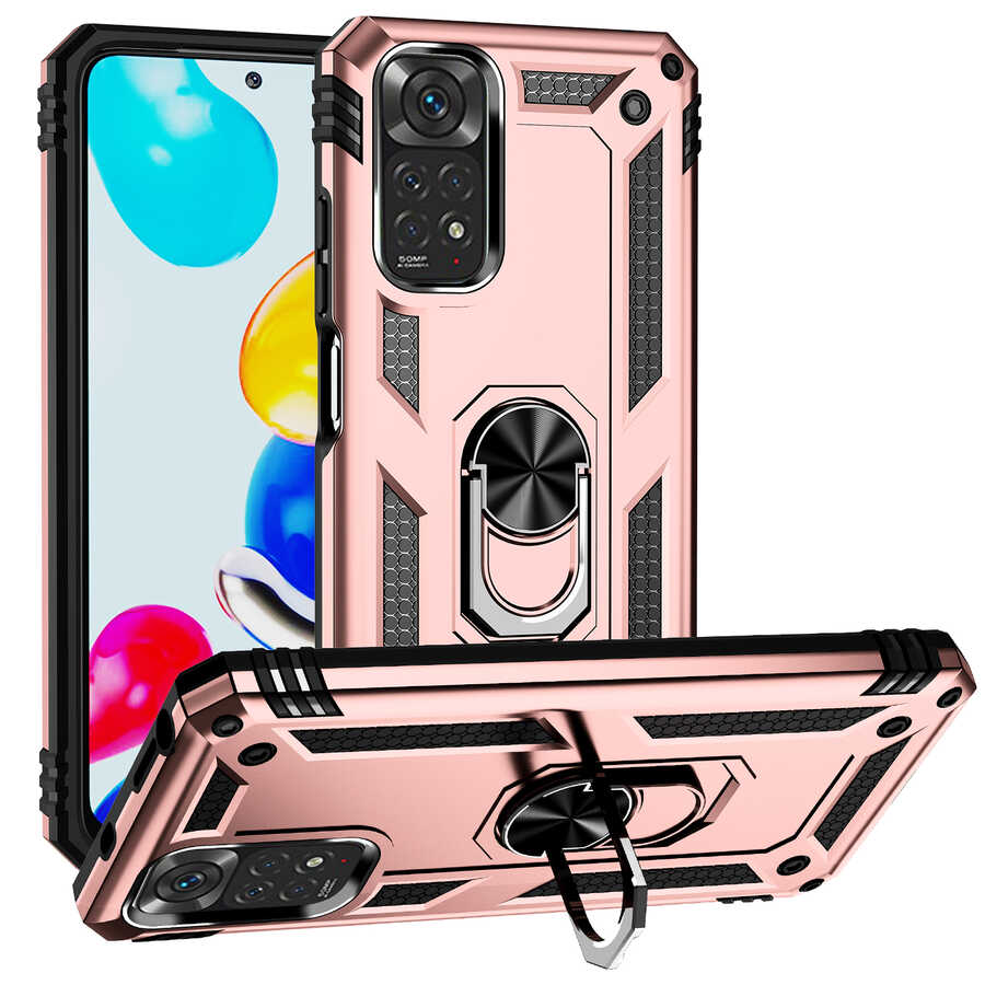 Xiaomi Redmi Note 11 Global Kılıf Zore Vega Kapak Rose Gold