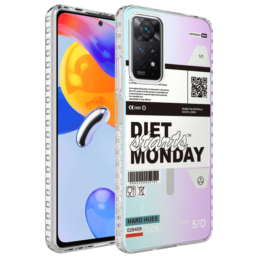 Xiaomi Redmi Note 11 Pro 5G Kılıf Airbag Kenarlı Renkli Desenli Silikon Zore Elegans Kapak NO5