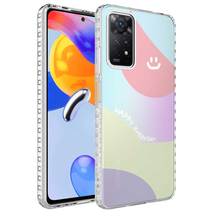 Xiaomi Redmi Note 11 Pro 5G Kılıf Airbag Kenarlı Renkli Desenli Silikon Zore Elegans Kapak NO7