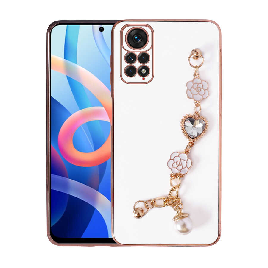 Xiaomi Redmi Note 11 Pro 5G Kılıf El Tutamaçlı Kamera Korumalı Zore Taka Silikon Kapak Beyaz