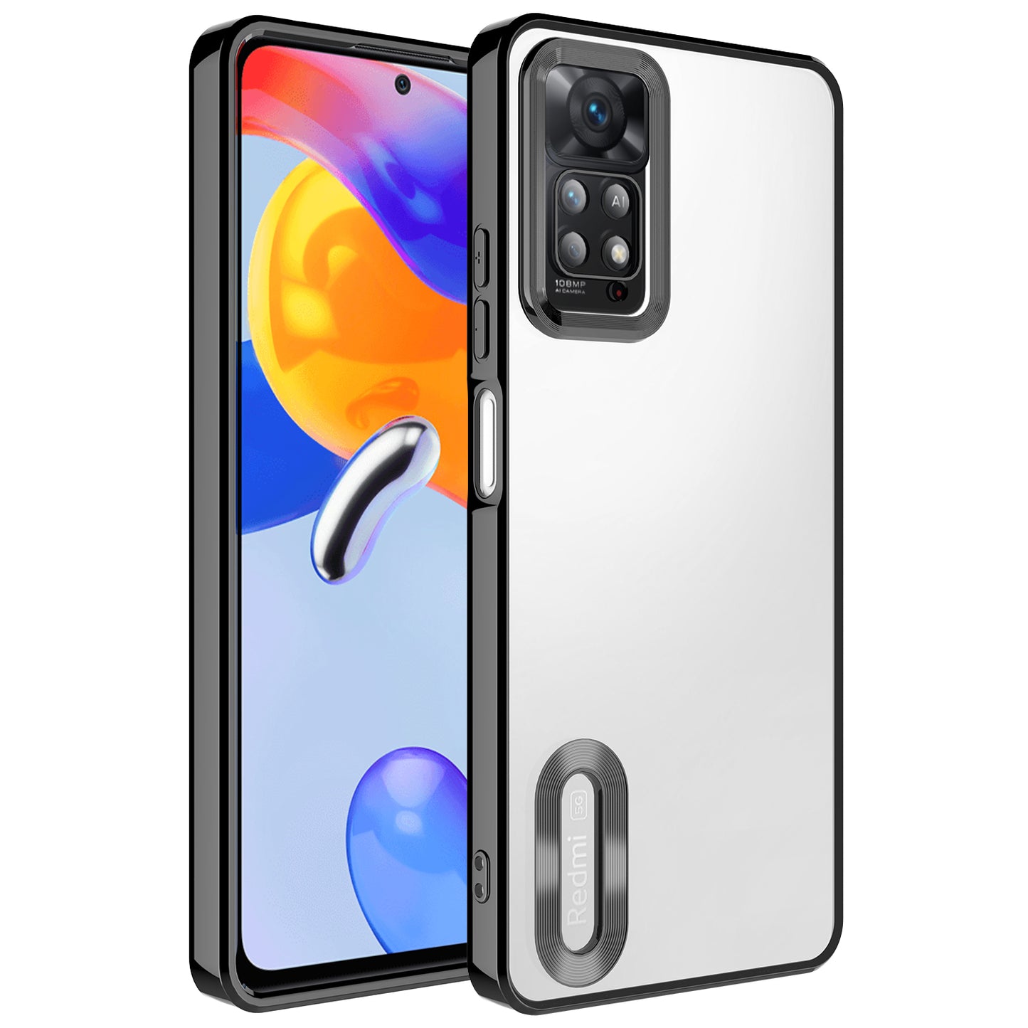 Xiaomi Redmi Note 11 Pro 5G Kılıf Kamera Korumalı Logo Gösteren Zore Omega Kapak Siyah