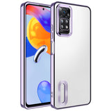 Xiaomi Redmi Note 11 Pro 5G Kılıf Kamera Korumalı Logo Gösteren Zore Omega Kapak Lila