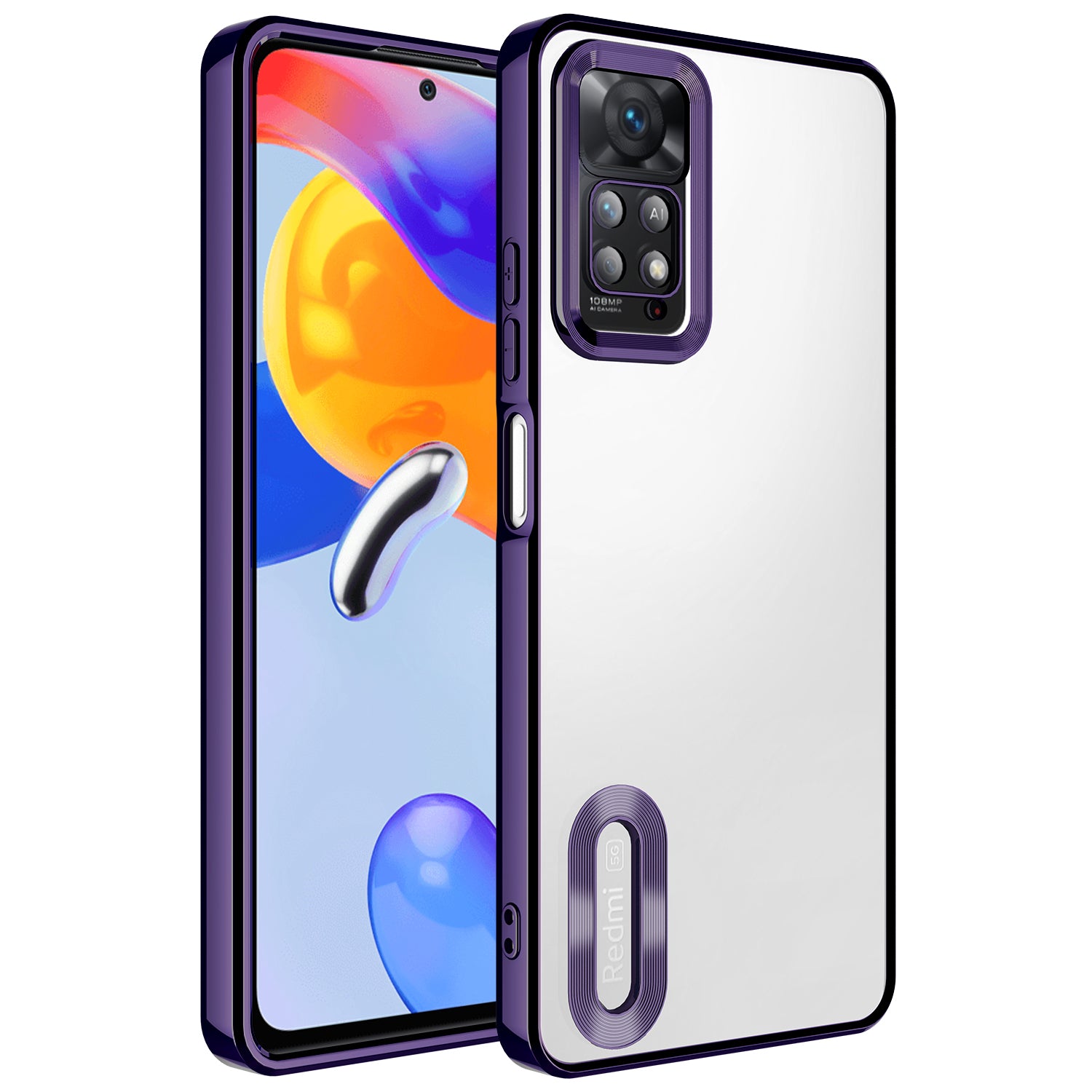 Xiaomi Redmi Note 11 Pro 5G Kılıf Kamera Korumalı Logo Gösteren Zore Omega Kapak Derin Mor