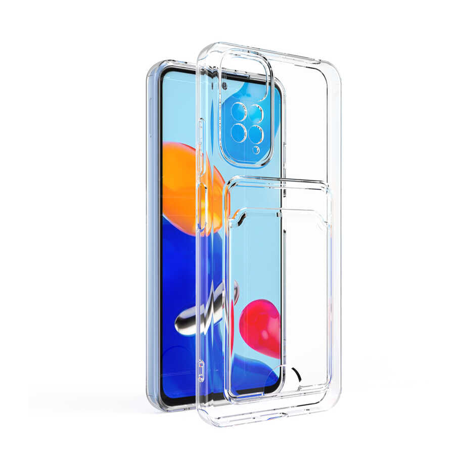 Xiaomi Redmi Note 11 Pro 5G Kılıf Kartlıklı Şeffaf Zore Setra Clear Silikon Kapak Renksiz