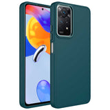 Xiaomi Redmi Note 11 Pro 5G Kılıf Metal Çerçeve ve Buton Tasarımlı Silikon Zore Luna Kapak Koyu Yeşil