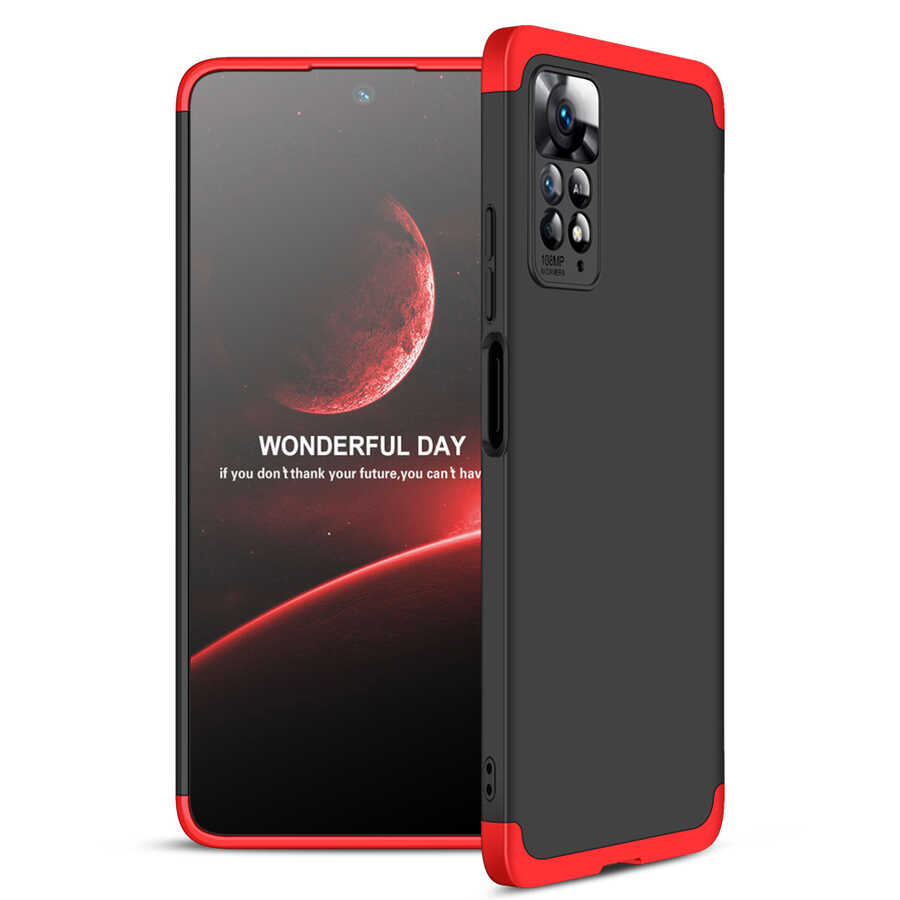 Xiaomi Redmi Note 11 Pro 5G Kılıf Zore Ays Kapak Siyah-Kırmızı