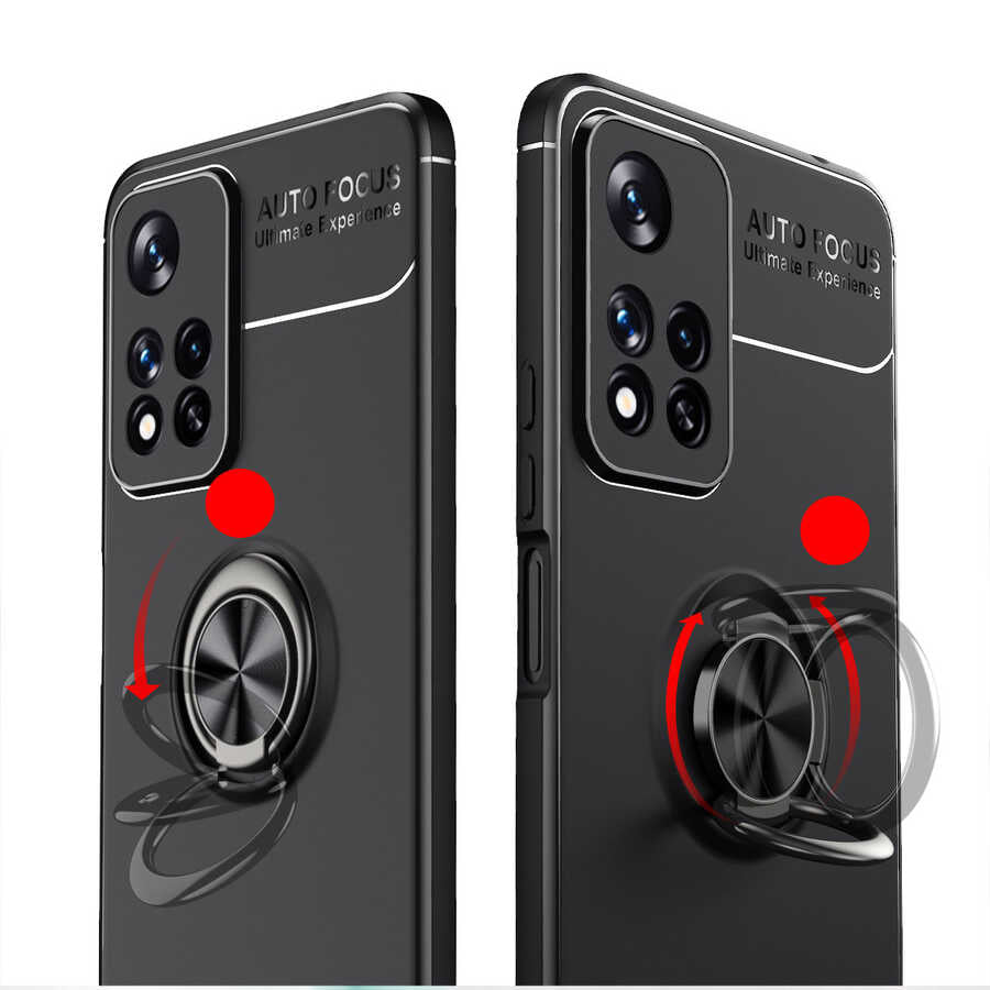 Xiaomi Redmi Note 11 Pro 5G Kılıf Zore Ravel Silikon Kapak Siyah-Kırmızı