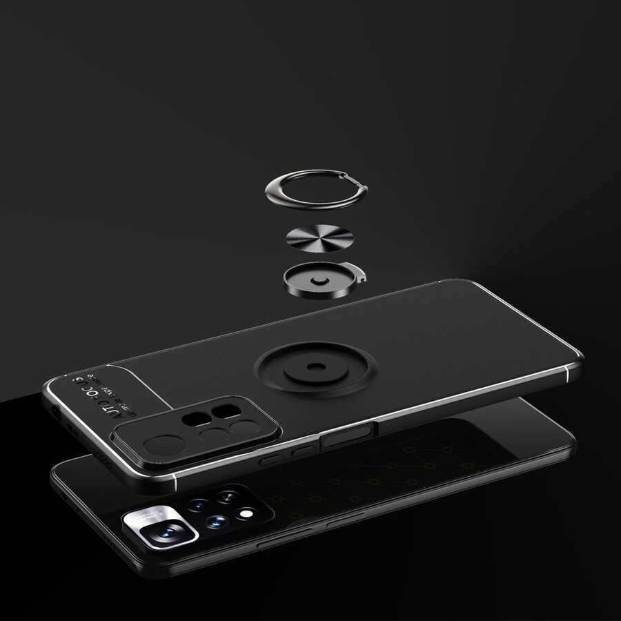 Xiaomi Redmi Note 11 Pro 5G Kılıf Zore Ravel Silikon Kapak Siyah-Kırmızı